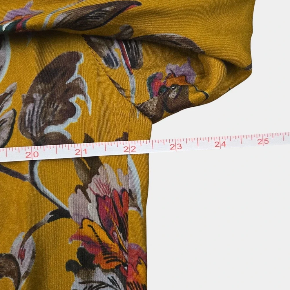 Johnny Was Ruffle Detail Floral Peasant Blouse Boho‎ Cottagecore Yellow XS